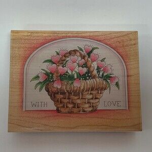 Stamps Happen Rubber Stamp 80053 Basket Hearts With Love 4 3/8" x 3 3/8"